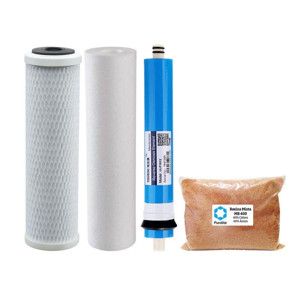 Kit Refil Deionizador Osmose Membrana 150Gpd Resina Mb400