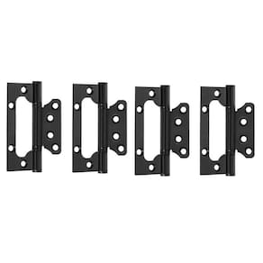 04 Dobradiça Porta Sobrepor Sem Rebaixo Inox 4`X3` Preta