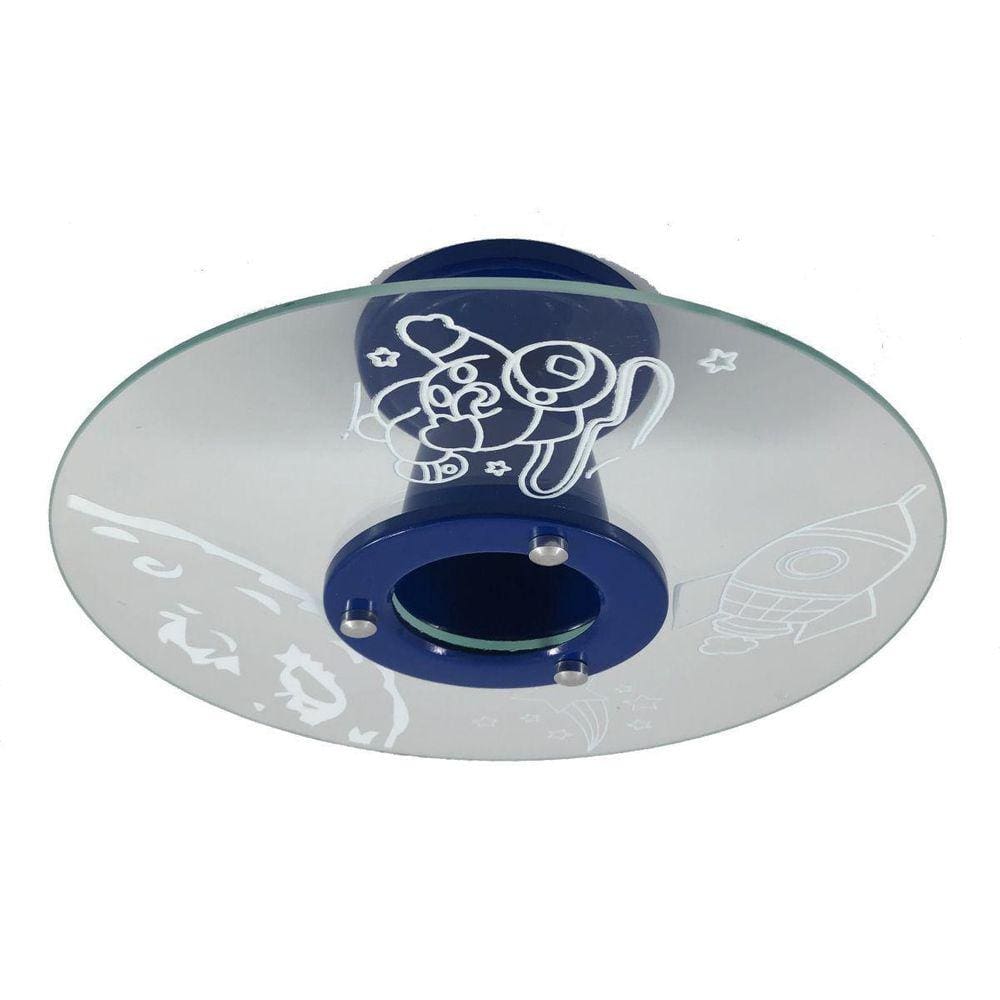 Lustre Plafon - Lua Azul - 1 Vidro - Quarto Infantil