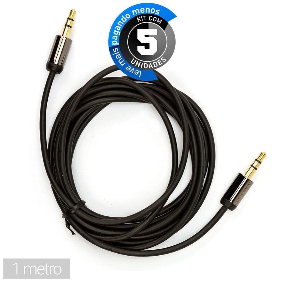 Cabos P2 Com Capa Metálica Cirilo Cabos - 1 Metro - Kit 5