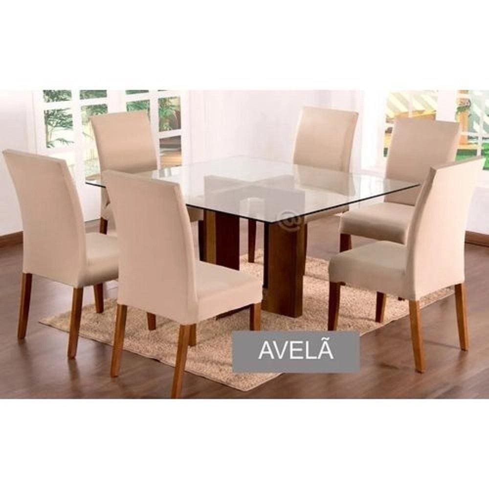 Capa Para Cadeira Lisa Kit 4 Lugares Malha - Avelã