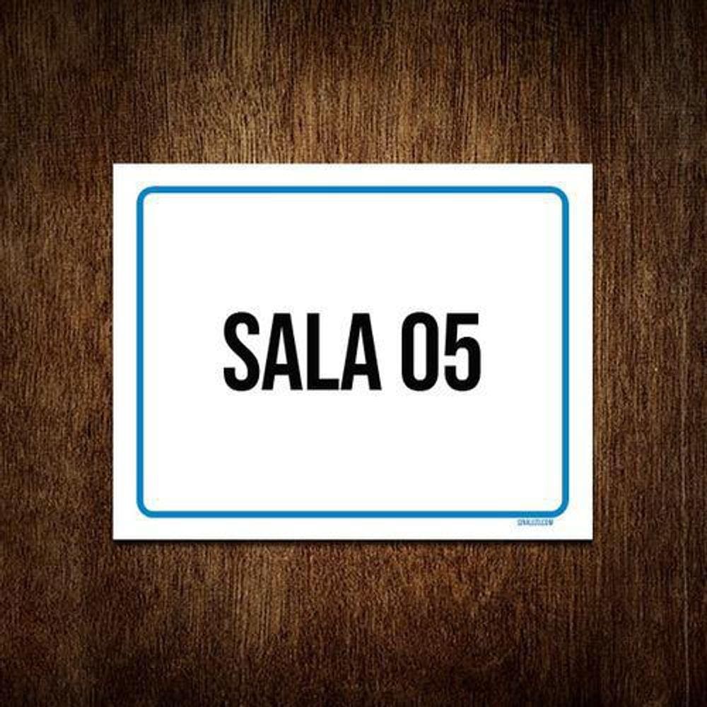 Kit 10 Placa Sinalização Azul Sala 5