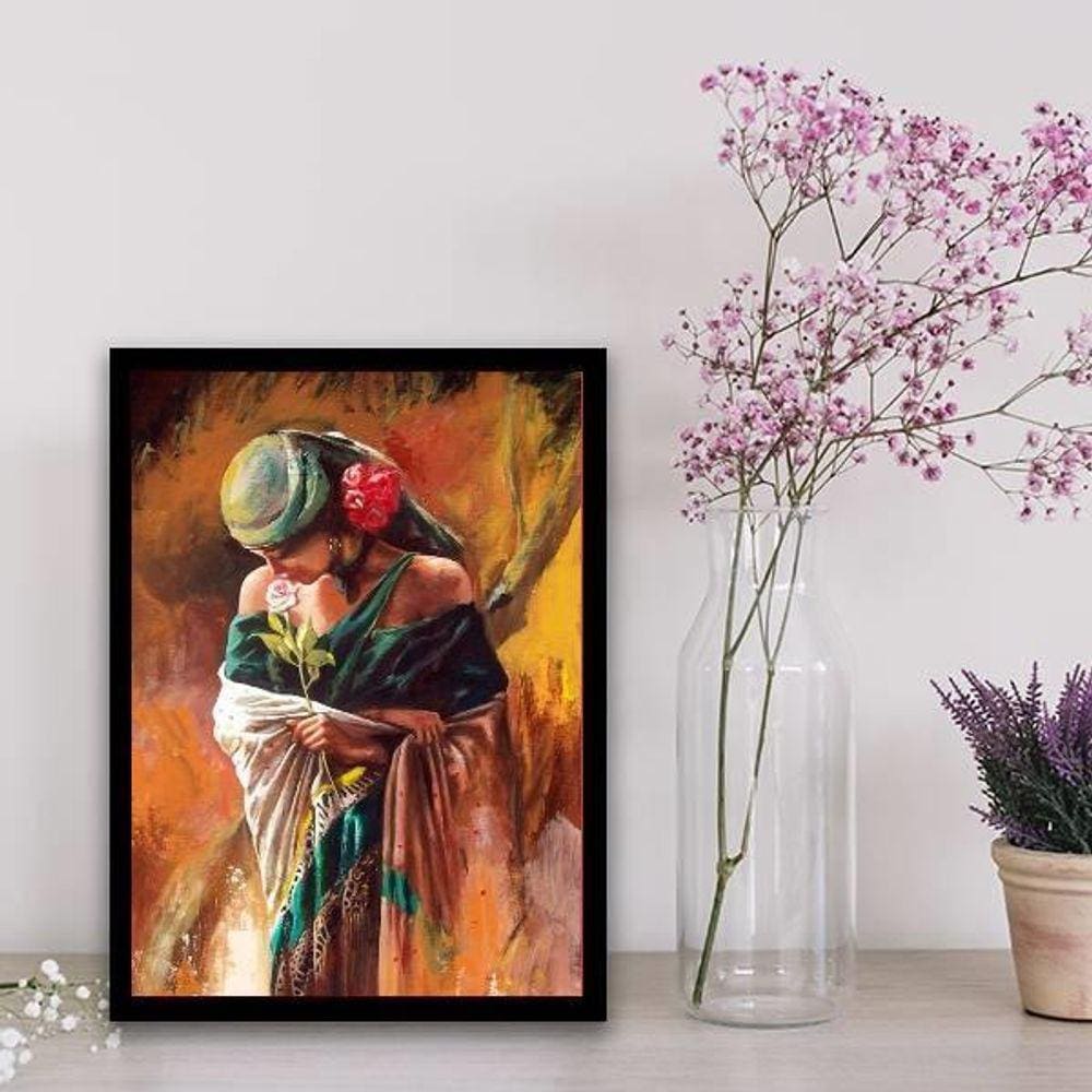 Quadro Decorativo Artístico Cigana 33X24Cm - Com Vidro Preta