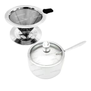 Kit Coador De Café Pour Over 101 + Açucareiro Em Aço Inox