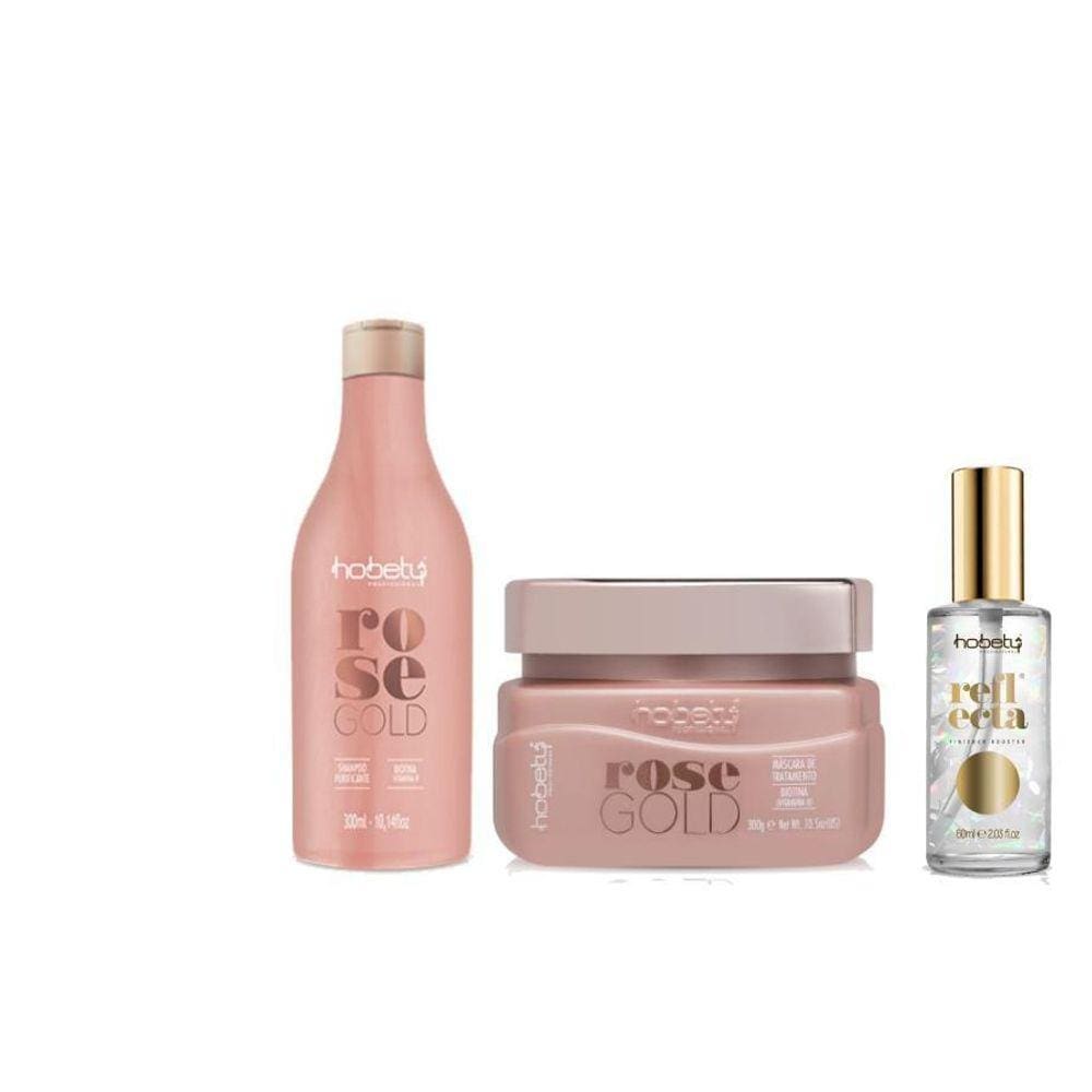 Kit Hobety Rose Gold Shampoo+Máscara+Finalizador Oilreflecta