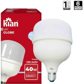 Kit 6 Lâmpada Led Globe/ Bulbo 40W Alta Potência Luz Branca