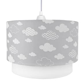 Lustre Tubular Duplo Nuvem Chevron Cinza Quarto Bebê