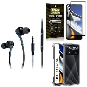 Capa Poco X4 Pro 5G + Fone De Ouvido Extreme + Película 3D