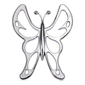 Emblema Adesivo Alto Relevo 3D Borboleta Cromado Cromado