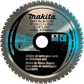Lamina De Serra Tct 136Mm X 20Mm X 56T Makita B-23101 Metal