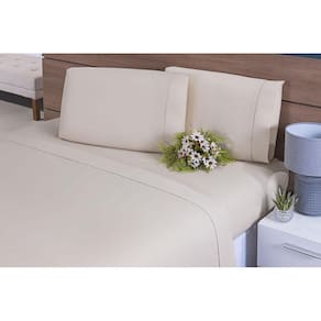 Jogo Lençol 4 Peças Cama Viúva 1,88M X 1,28M Percal Caqui