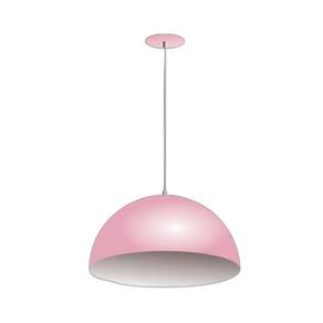 Lustre Pendente Meia Lua Orby 40Cm Rosa Com Branco Rrjv