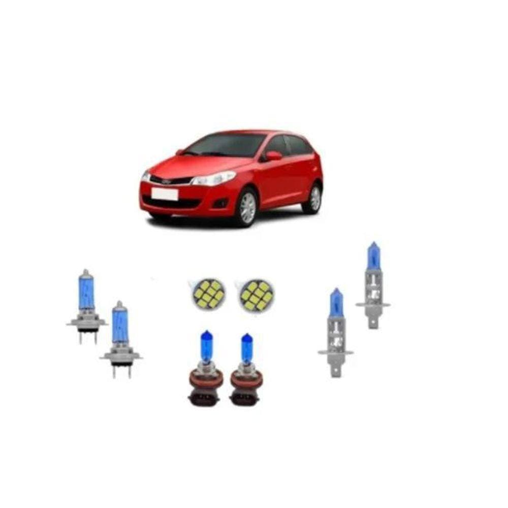 Kit Lampada Super Branca Chery Celer 11/16 Alto/Baixo/Milha