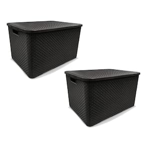 Kit 2 Caixas Organizadoras Rattan Preta 20 Litros Arqplast