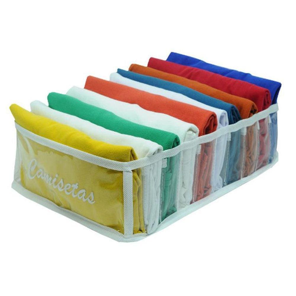 Organizador De Camisetas Transparente E Branco 10 Nichos 541