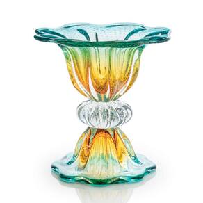 Vaso Em Cristal Murano Esmeralda Assinado São Marcos