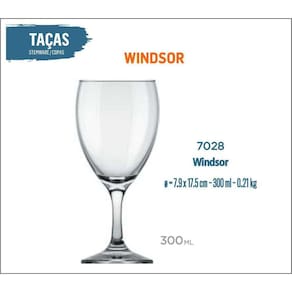 12 Taças Windsor 300Ml - Vinho Tinto Branco Rosé