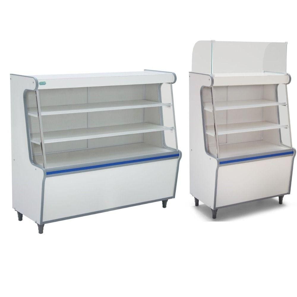 Balcão Vitrine Seco Caixa +120 Artlux Branco Kit 2Pç Fx Azul