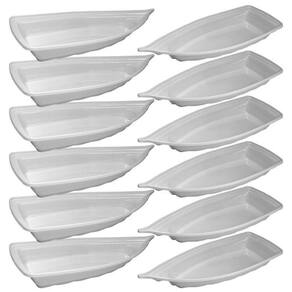 Kit 12 Barcos Açaí Sushi 42X18X7Cm Grande Branco 1400Ml