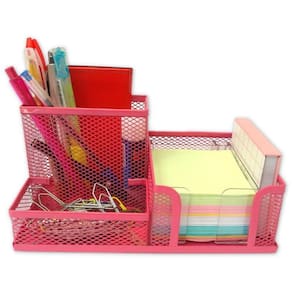 Kit Organizador Com 3 Partes Para Escritório Rosa