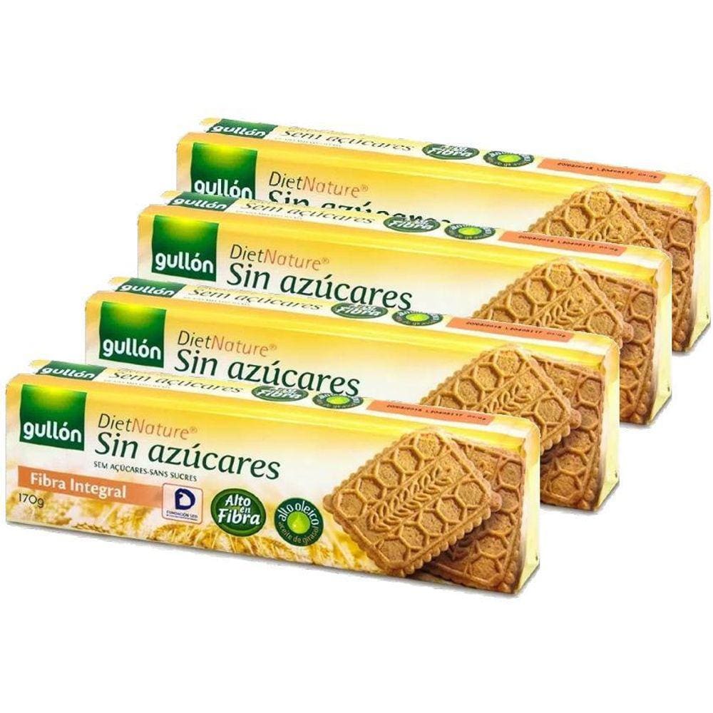 Kit 4 Biscoito Gullon Zero Açucar Fibra Integral 170G