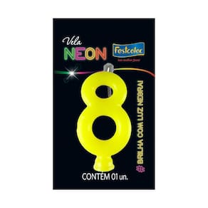 Vela de Aniversário Neon Amarela