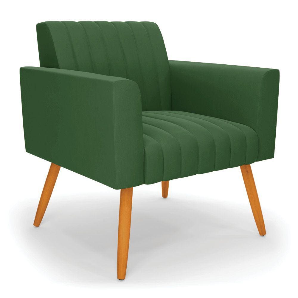 Poltrona Viena Gomada Suede Pés Palito Castanho - D`Rossi