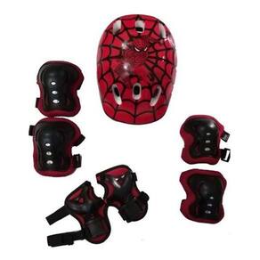 Kit Proteção Capacete, Joelheira, Cotoveleira Homem Aranha