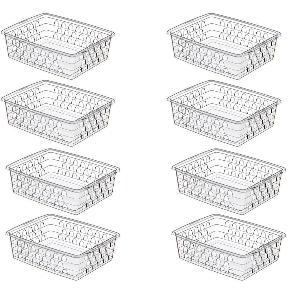 Kit 8 Caixa Cesto Organizador Multiuso Transparente 7X19X25 1119 Uninjet
