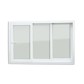 Janela de PVC 100x150cm 3 Folhas com Vidro Liso e Cremona ITEC Brimak Branco