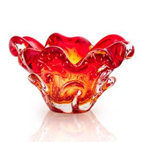 Centro De Mesa Em Cristal Murano Vermelho São Marcos