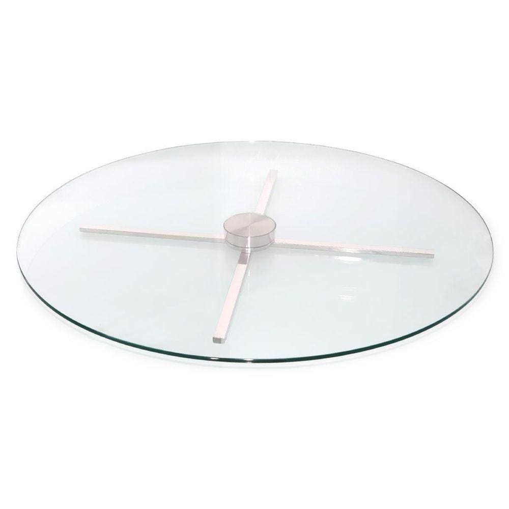 Centro De Mesa Giratório De Vidro E Inox304 Evolution 70Cm