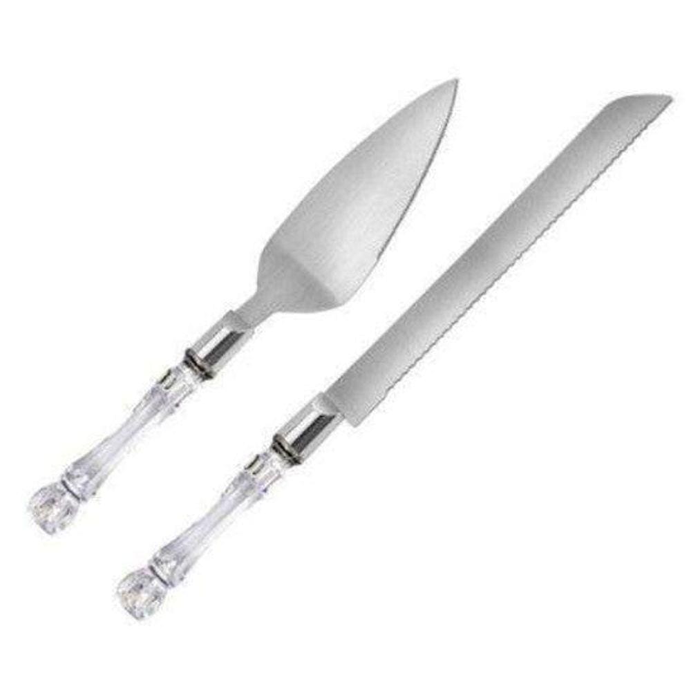 Kit Talheres Para Bolo Com 2Pçs Espátula E Faca Inox Cristal