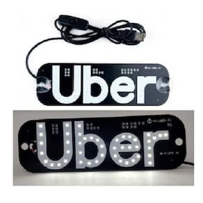 Placa Plaquinha Uber Carro Led Letreiro Motorista Aplicativo