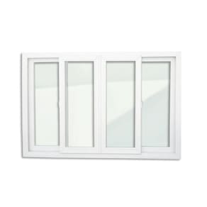 Janela de PVC 100x150cm 4 Folhas com Vidro Liso ITEC Brimak Branco