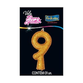 Vela de Aniversário Puro Glitter Dourada