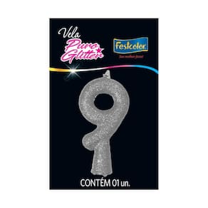Vela de Aniversário Puro Glitter Prata