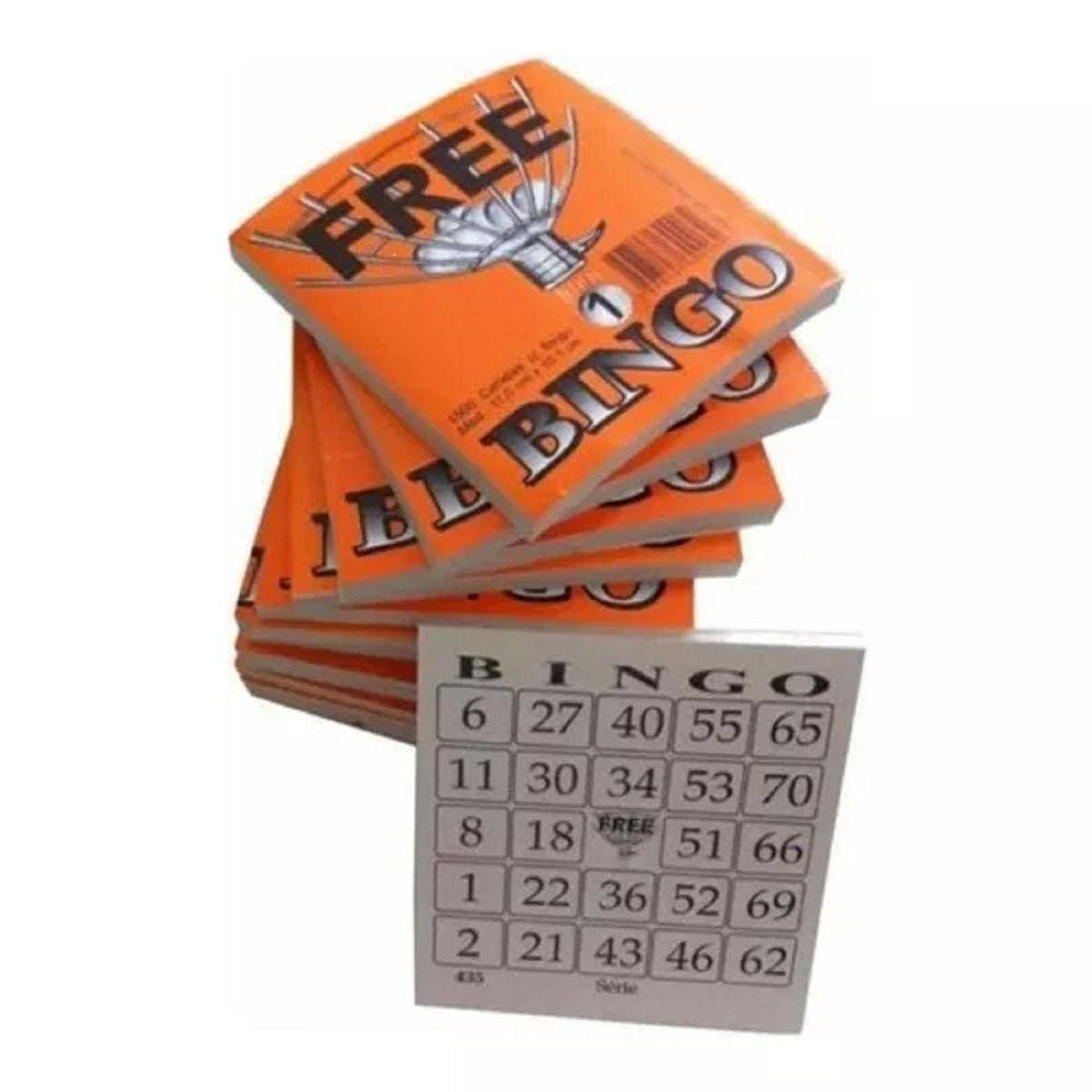 Cartela Bingo 5 Blocos 100 Folhas Total 500 Fls. 11X10Cm