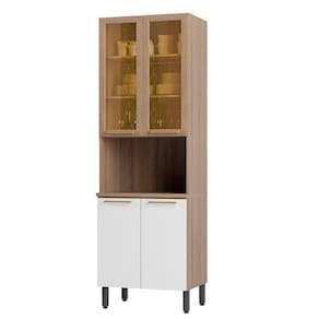 Paneleiro 70cm para Micro 4 Portas Avelã Thela Mel/Branco