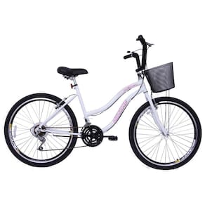 Bicicleta Amarela e Branca Aro 26 18 Marchas Pro Tork Ultra em