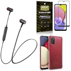 Capinha Samsung A03S + Fone Bluetooth Hs-615 + Película 3D