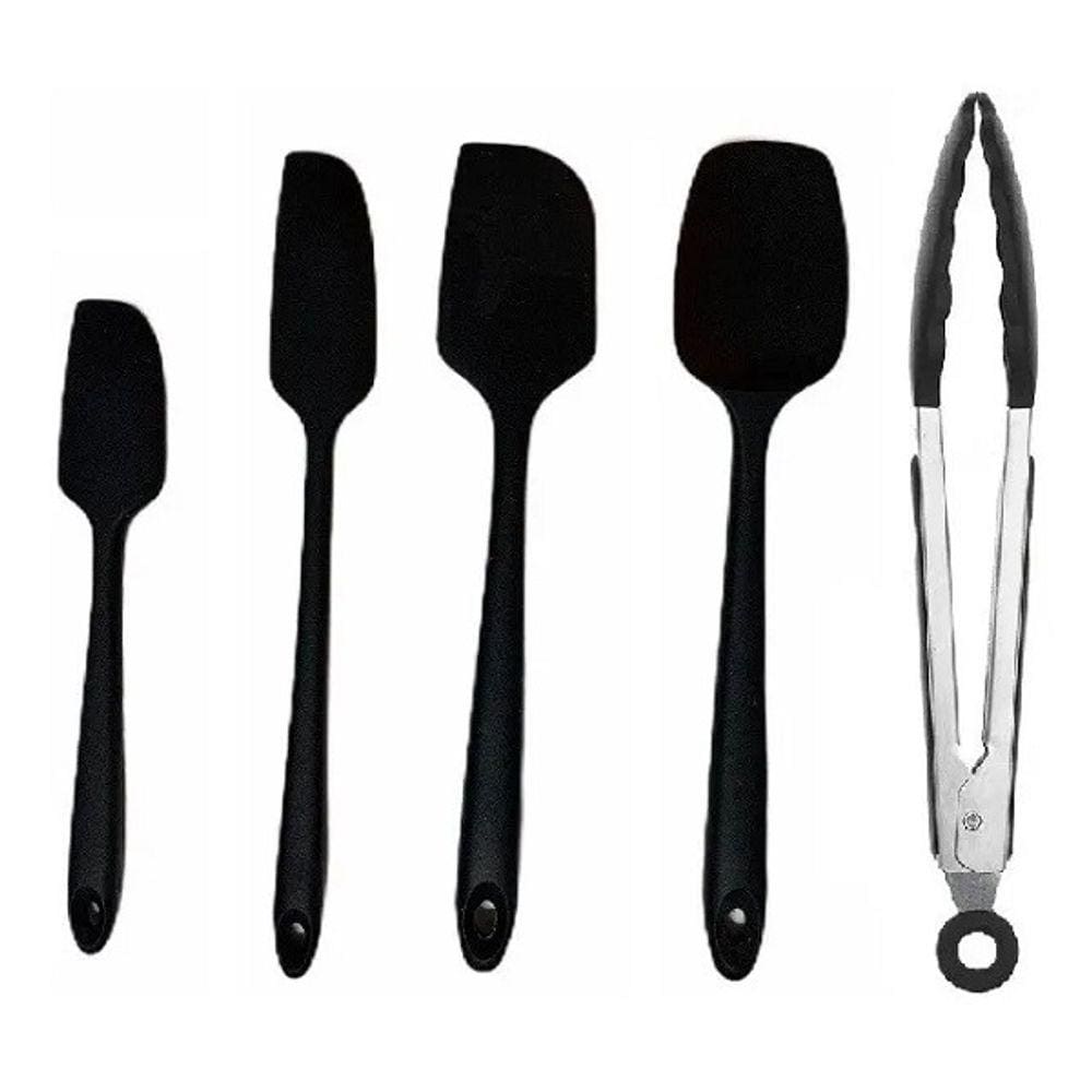 Jogo de Espatulas e Pegador em Silicone para Confeitaria Preto Unyhome SU201312