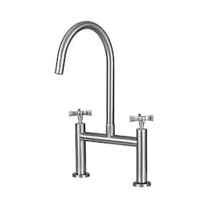 Torneira Para Cozinha Gourmet Inox Misturador Duplo Comando Içana Pingoo.casa - Prata Escovado