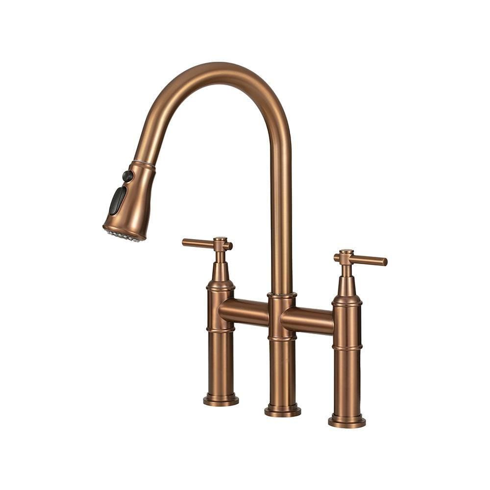 Torneira Para Cozinha Gourmet Inox Misturador Extensível Duplo Comando Içá Pingoo.casa - Dourado Rose