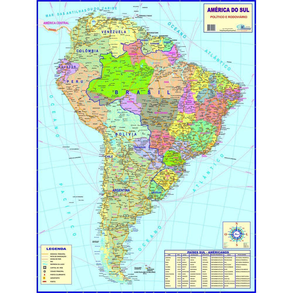 Mapa america do sul e africa