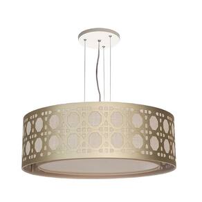 Luminária De Teto Pendente Palha Cúpula Dupla Bronze 40X16