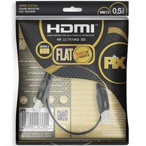 Cabo HDMI 0.5MT FLAT 2.0 GOLD4K ULTRAHD 19P Polybag 018-5005 PIX