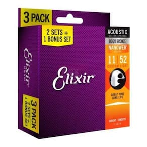 Pack 3 Encordoamentos Elixir 011-052 Bronze 80/20 Violão