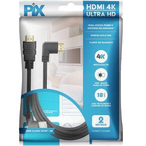 Cabo HDMI 90 Graus 5 Metros 2.0 3D 4K 19 Pinos PIX 018-3325