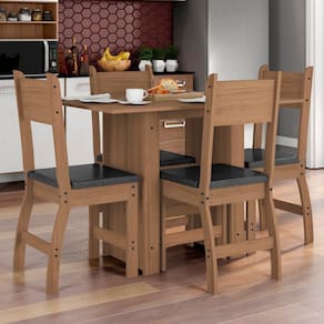 Conjunto Mesa De Jantar 4 Lugares Milano Branco Com Savana